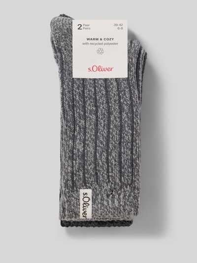 Produktfoto, Socken mit Logo-Detail im 2er-Pack von s.Oliver RED LABEL, grau meliert, feine Rippstruktur, Damen Socken