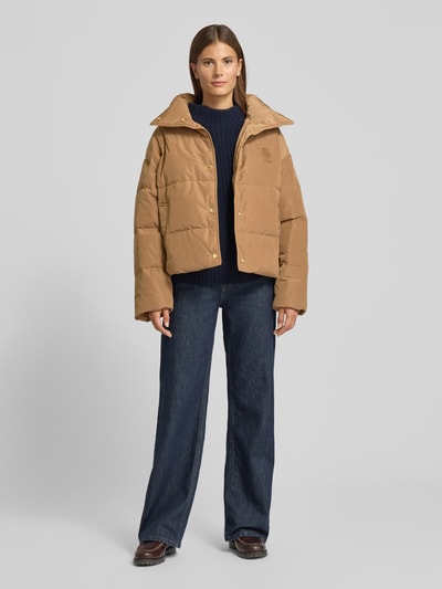 Tommy Hilfiger Regular fit donsjack met labelstitching Camel - 1