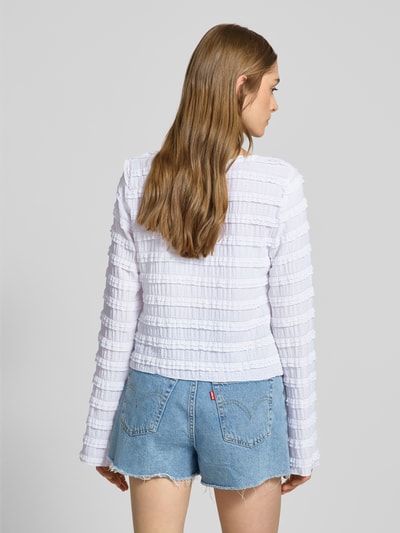 Pieces Regular fit cardigan met kanten details, model 'ANINE' Wit - 5