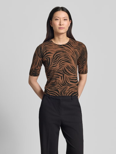 Max Mara Studio Regular Fit Strick-Shirt aus Baumwoll-Mix Modell 'AGO' Mittelbraun 4