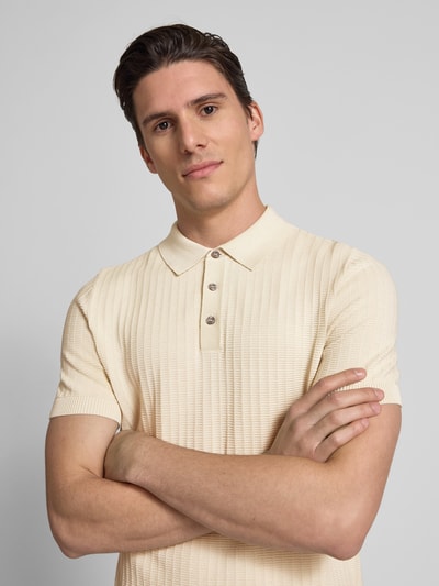 JOOP! Collection Regular Fit Poloshirt mit Strukturmuster Modell 'Mauron' Offwhite 3