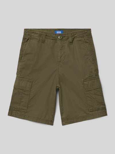 JACK & JONES regular fit short met logopatch model 'Cole' Olijfgroen - 1