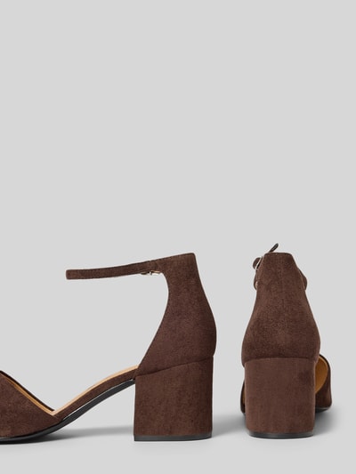 BIANCO Pumps in leerlook met gespsluiting Donkerbruin - 2