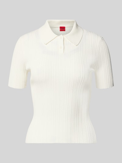 HUGO Slim Fit Strickpullover aus Viskose-Mix Modell 'Sareplette' Offwhite 2