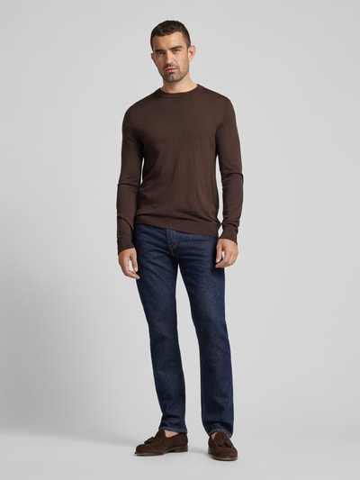 SELECTED HOMME Gebreide pullover met ribboorden, model 'TRAY' Middenbruin - 1