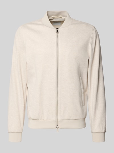 Produktfoto, Blouson aus Viskose-Mix mit Zweiwege-Reißverschluss von Roy Robson, Regular-Fit, Stehkragen, Farbe Beige, glatte Struktur, Eingrifftaschen, Rückenlänge 68 cm, Schulterbreite 47 cm, Brustweite 59 cm, Ärmellänge 68 cm, Größe M