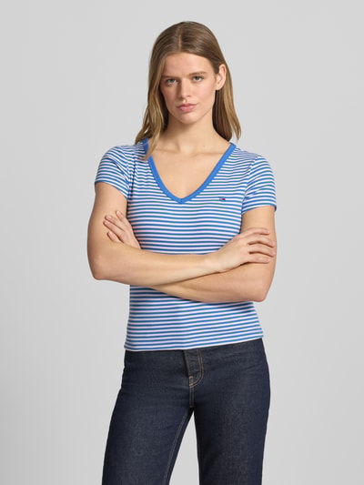Tommy Jeans Slim Fit T-Shirt aus Baumwoll-Mix Blau 4