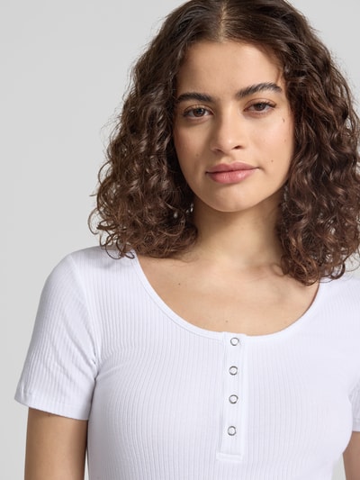 PIECES slim fit T-shirt van katoenmix model 'KITTE' Wit - 3