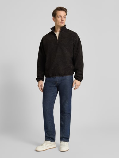 JAKE*S STUDIO MEN Sweatshirt met schipperskraag Donkerbruin - 1