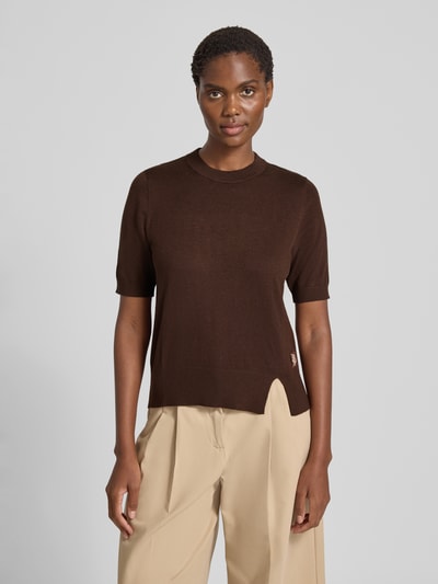 Liu Jo White Bluzka z dzianiny z okrągłym dekoltem Czekoladowy 4