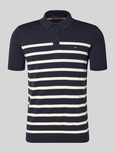 Tommy Hilfiger Regular Fit Strick-Poloshirt aus reiner Baumwolle Marine Melange 2