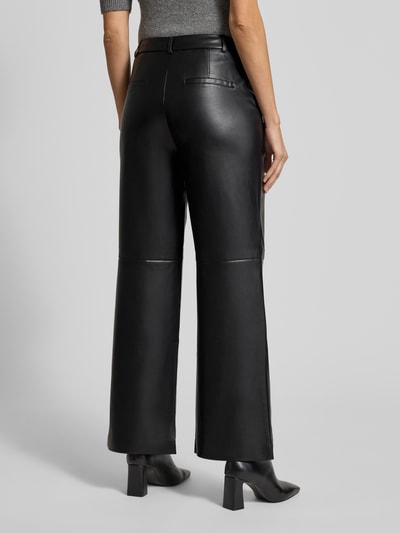 comma Stoffen broek in leerlook Zwart - 5