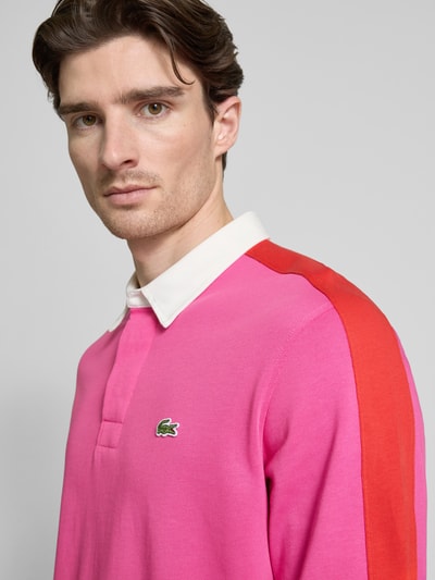 Lacoste Koszulka polo o kroju classic fit z długim rękawem Mocnoróżowy 3