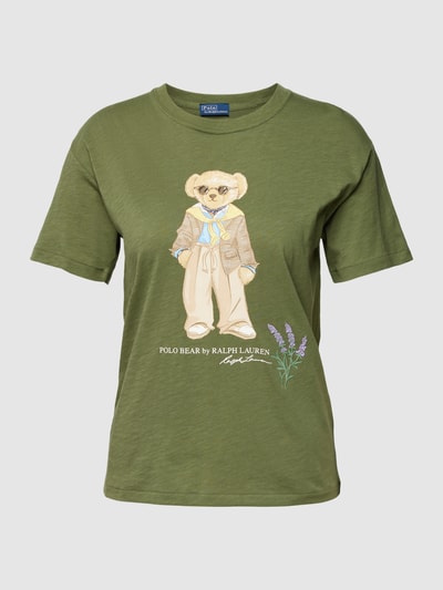 Polo Ralph Lauren T-shirt met motiefstitching, model 'PROV BEAR' Olijfgroen - 2