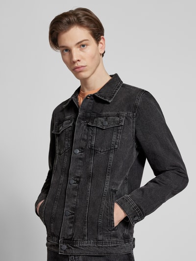 Jack & Jones Kurtka jeansowa z kieszeniami z patką na piersi model ‘JEAN’ Czarny 3