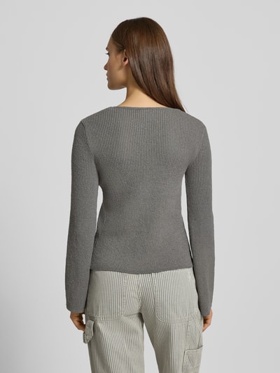 Noisy May Gebreid jack met vetersluiting, model 'AYLIN' Donkergrijs - 5