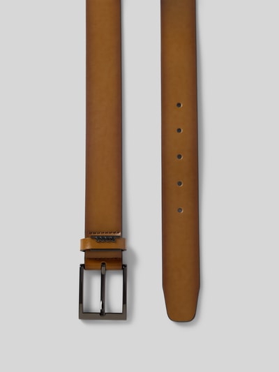 BOSS Leren riem met labelapplicatie van metaal Middenbruin - 3