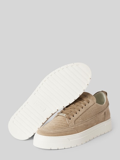 Antony Morato Sneakers van leer met labeldetails, model 'FLINT' Beige - 4