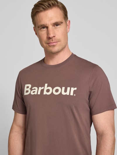 Barbour męski t-shirt o kroju regular fit z czystej bawełny Brudnoróżowy 3