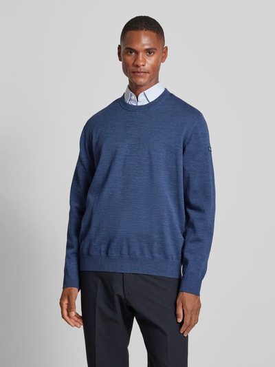 MAERZ Muenchen Gebreide pullover van pure scheerwol met ronde hals Oceaanblauw gemêleerd - 4