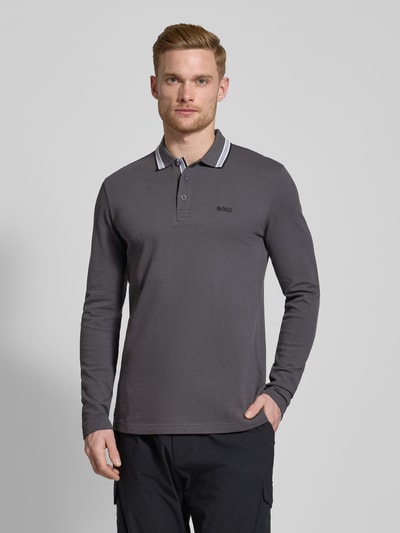 BOSS Green Regular Fit Poloshirt mit Label-Stitching Modell 'Plisy' Anthrazit 4