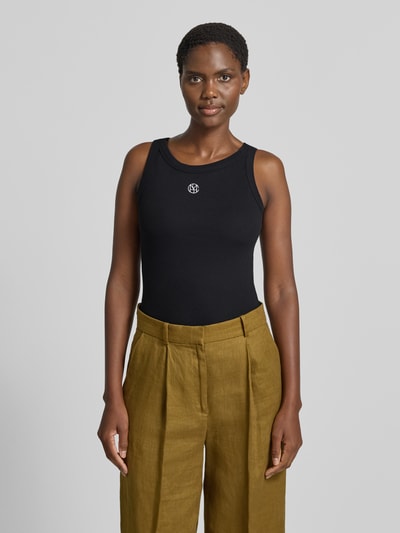 MSCH Copenhagen Top prążkowany z wyhaftowanym logo model ‘Gubbe’ Czarny 4