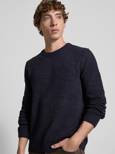 Marc O'Polo Denim Regular fit gebreide pullover van katoenmix Marineblauw - 3
