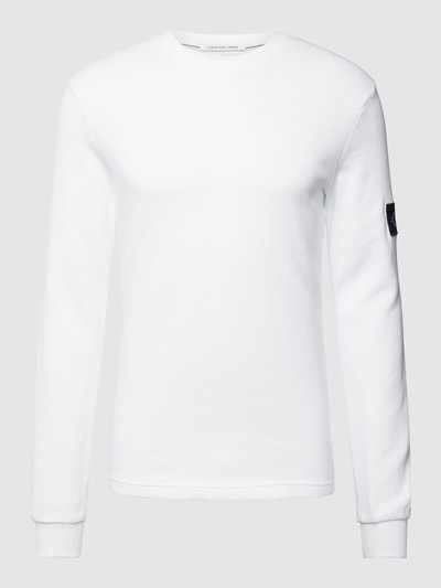 Calvin Klein Jeans Longsleeve aus Baumwolle mit Strukturmuster Modell 'WAFFLE' Weiss 2