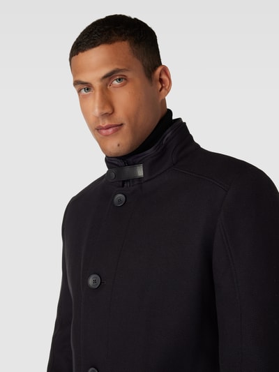 Cinque Lange jas met opstaande kraag, model 'Liverpool' Zwart - 3
