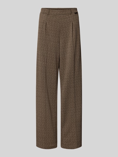 Produktfoto, Hose im Allover-Look mit Bundfalten von Smith and Soul, Regular Fit, braun gemustert, Material-Mix mit Viskose-Anteil, glatte Textur.