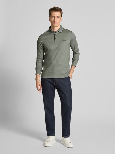 HECHTER PARIS Longsleeve mit Polokragen und kurzer Knopfleiste Gruen 1