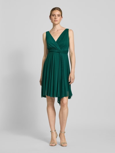 TROYDEN COLLECTION Knielange cocktailjurk in wikkellook Smaragdgroen - 1