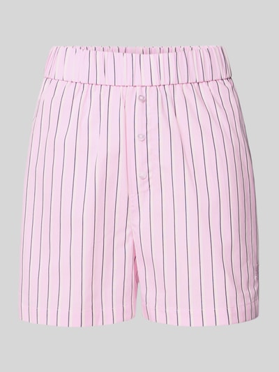 Produktfoto, Shorts mit elastischem Bund Modell 'Farine' von LeGer by Lena Gercke, różowe paski, bawełna, krój regular fit, Szerokość w rozmiarze 36: 37 cm, długość wewnętrzna nogawki 9 cm