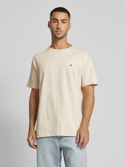 Tommy Jeans T-shirt met labelstitching Beige - 4