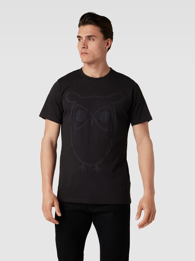 Knowledge Cotton Apparel T-shirt met motiefprint Zwart - 4