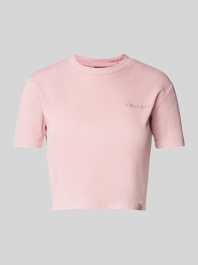 Dickies Cropped T-Shirt in Ripp-Optik Modell 'PLENTYWOOD' Rosa 1