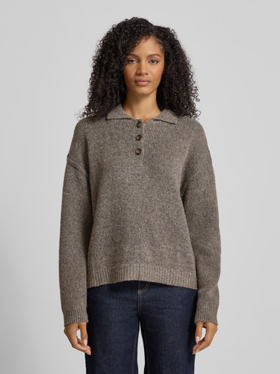 My Essential Wardrobe Oversized gebreide pullover met polokraag, model 'Paloma' Lichtblauw gemêleerd - 4