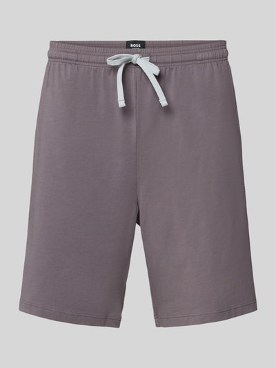 Produktfoto, Regular Fit Shorts aus Baumwoll-Mix Modell 'Mix&Match' von BOSS in Optik: Unifarben mit Label-Stitching-Applikation, Tunnelzug, elastischem Beinabschluss, seitlichen Eingrifftaschen, Materialverarbeitung: Feinripp