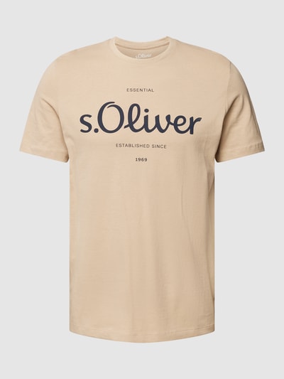 s.Oliver RED LABEL T-Shirt mit Label-Print Modell 'Logo' Camel 2