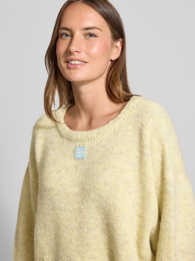 American Vintage Relaxed Fit Strickpullover mit Rundhalsausschnitt Modell 'EAST' Hellgelb Melange 3