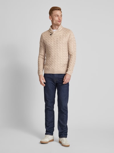 Jack & Jones Premium Sweter z dzianiny ze stójką model ‘CRASH’ Złamany biały 1