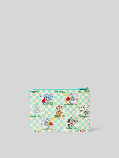 Produktfoto, Pouch mit Reißverschluss von Kenzo in Pastellfarben mit bunten Motiv-Prints, Label-Details und Hauptfach mit Reißverschluss.