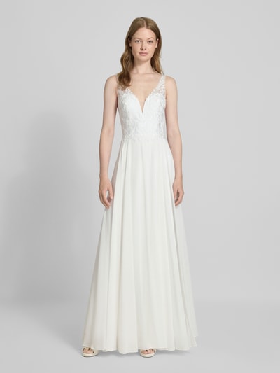 Mascara Abendkleid mit Spitze und V-Ausschnitt Ecru 4