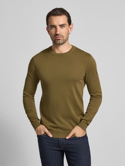Casual Friday Gebreide pullover met ronde hals, model 'OSVALD' Olijfgroen - 4