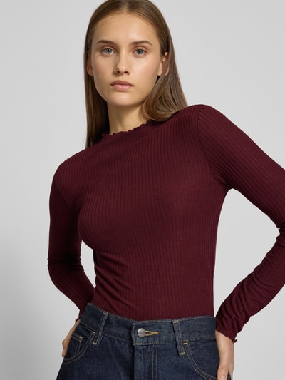 Only Slim Fit Langarmshirt mit Viskose-Anteil Modell 'LEMMA' Bordeaux 3