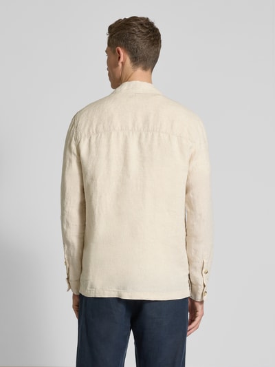 Manuel Ritz Regular fit linnen overhemdjack met klepzakken op de borst Offwhite - 5