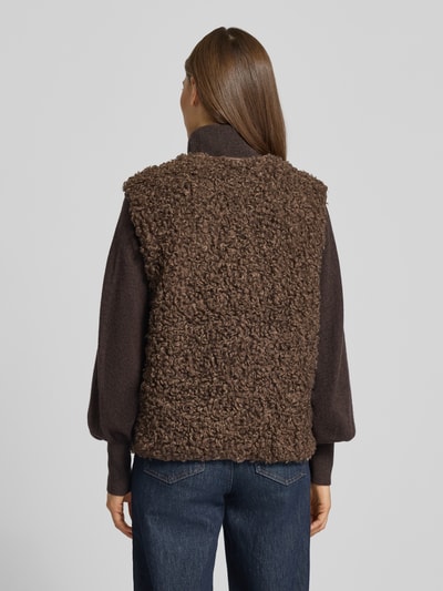 LOLLYS LAUNDRY Gilet van teddybont met steekzakken, model 'Vada' Chocoladebruin - 5