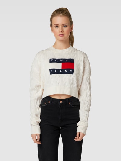 Tommy Jeans Korte gebreide pullover met labelstitching Offwhite - 4