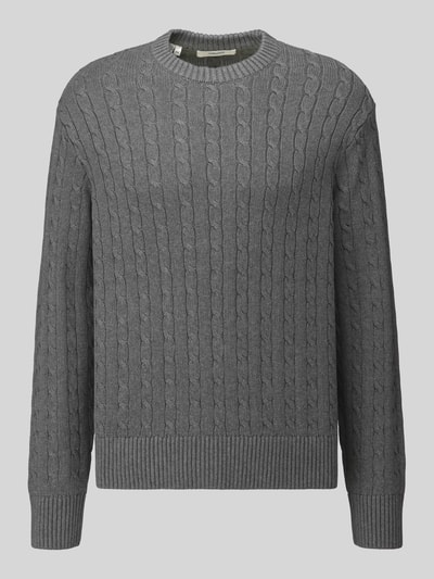 Selected Pullover mit Zopfstrickstruktur Mittelgrau 2
