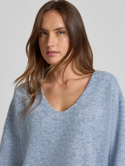 Drykorn Strickpullover aus Alpaka-Mix mit V-Ausschnitt Modell 'SOMAIJA' Hellblau Melange 3